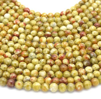 Smooth Green/Red Vessonite Garnet Round/Ball Shaped Beads - 15.5" Strands - Semi-Precious Gemstone - (4mm 6mm 8mm 10mm 12mm 14mm Available)