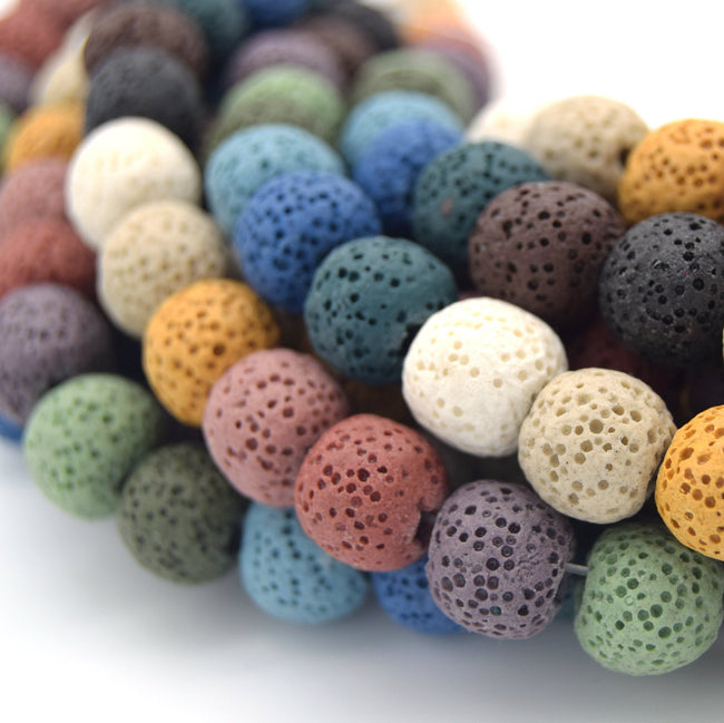 Lava Beads | Rainbow | Multicolor Round Diffuser Beads - 6mm 8mm 10mm 12mm 14mm 16mm 18mm 20mm Available