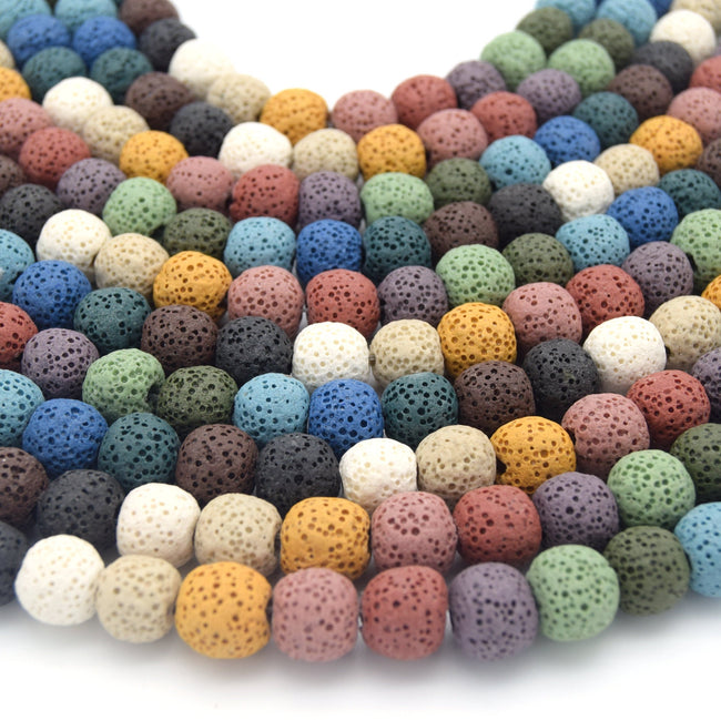 Lava Beads | Rainbow | Multicolor Round Diffuser Beads - 6mm 8mm 10mm 12mm 14mm 16mm 18mm 20mm Available