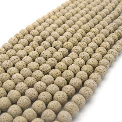 Lava Beads | Tan Round Diffuser Beads - 6mm 8mm 10mm 12mm 14mm 16mm 18mm Available
