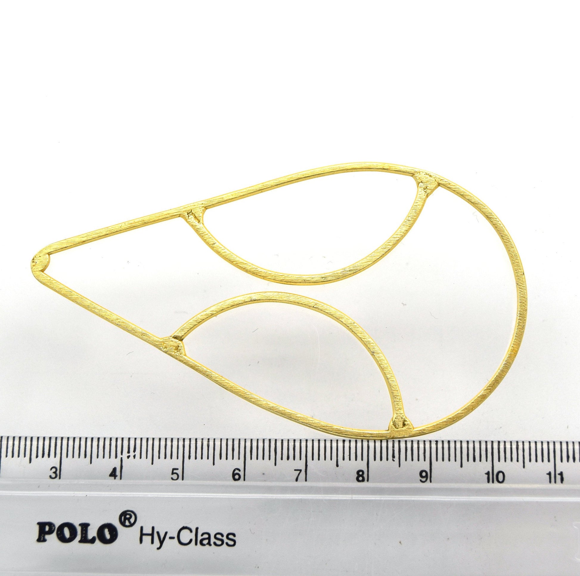 48mm x 80mm Gold Plated Cut-Out Teardrop Shaped Brushed Copper Components - Pack of 4