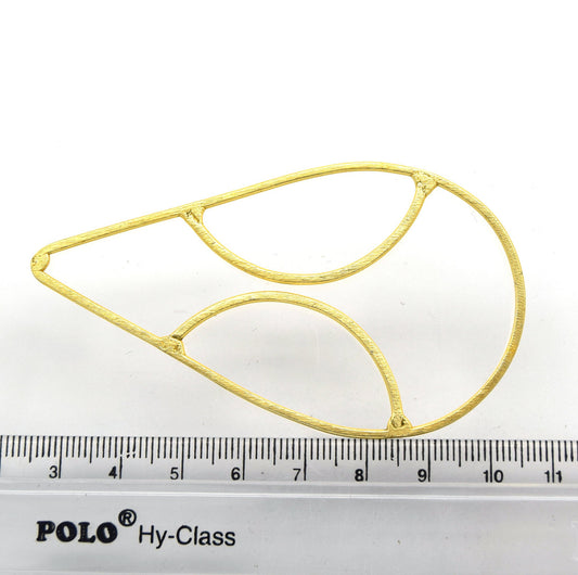 48mm x 80mm Gold Plated Cut-Out Teardrop Shaped Brushed Copper Components - Pack of 4