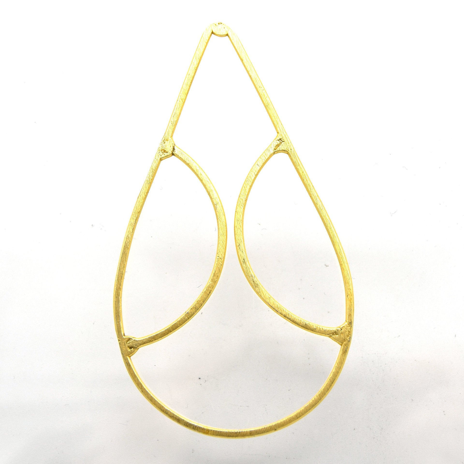 48mm x 80mm Gold Plated Cut-Out Teardrop Shaped Brushed Copper Components - Pack of 4