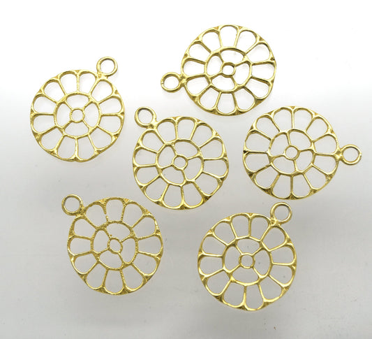 19mm x 19mm Gold Plated Open Radiating Cut-Out Flower Shaped Charm/Pendant - Sold Individually
