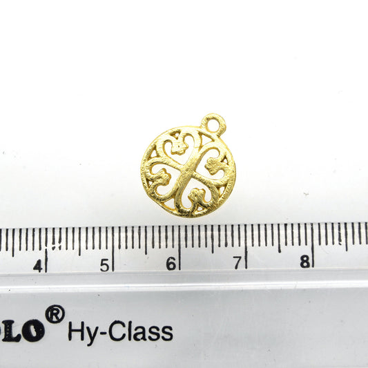 19mm x 19mm Gold Plated Copper Clover Cutout Circle Shaped Pendant/Components - Pack of 10