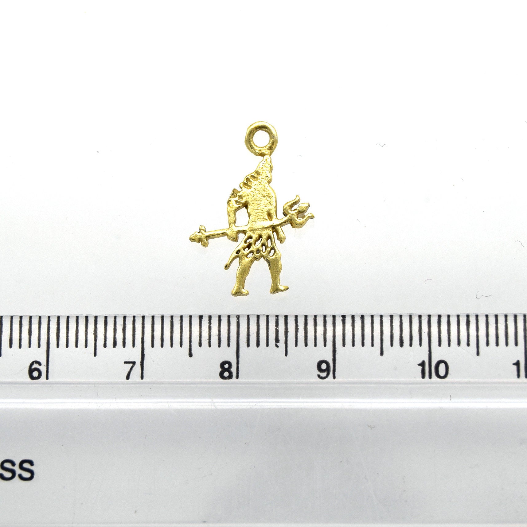 13mm x 16mm Flat Gold Plated Copper Figure Holding Trident Shaped Pendant/Charm - Sold Individually