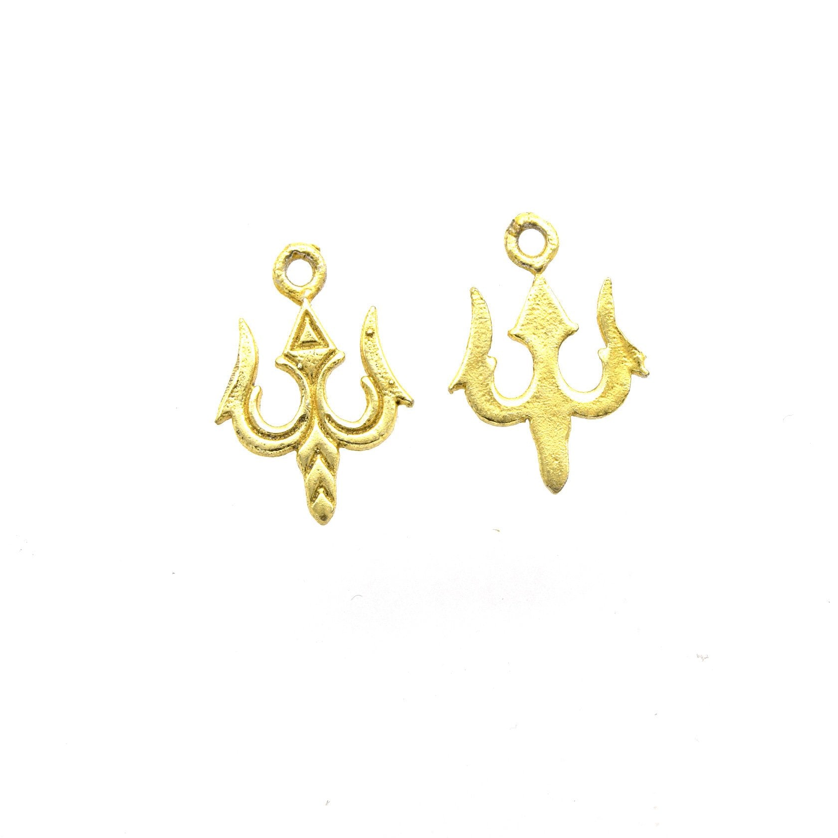 13mm x 15mm Flat Gold Plated Copper Trident Shaped Pendant/Charm Component - Sold Individually