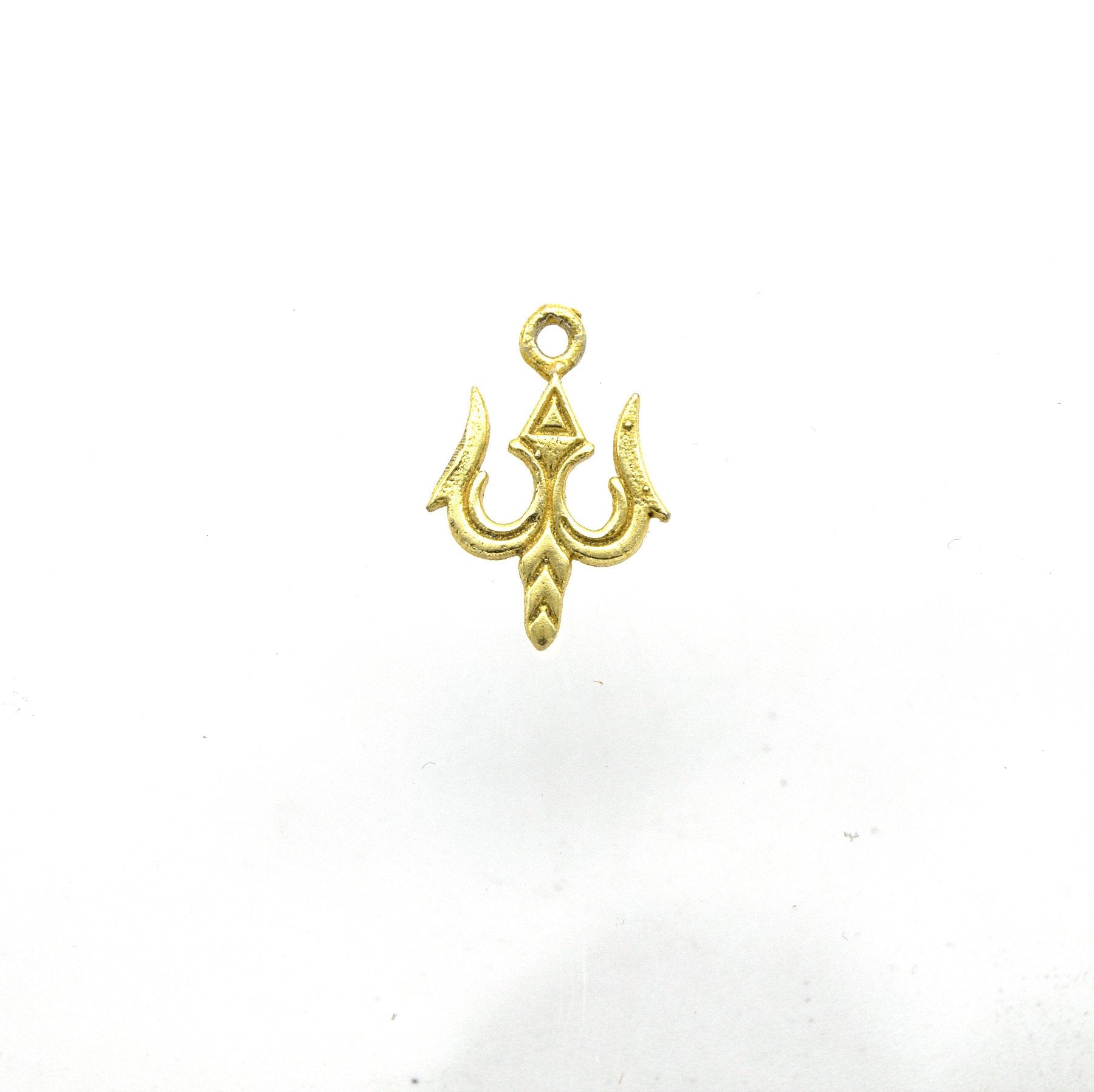 13mm x 15mm Flat Gold Plated Copper Trident Shaped Pendant/Charm Component - Sold Individually