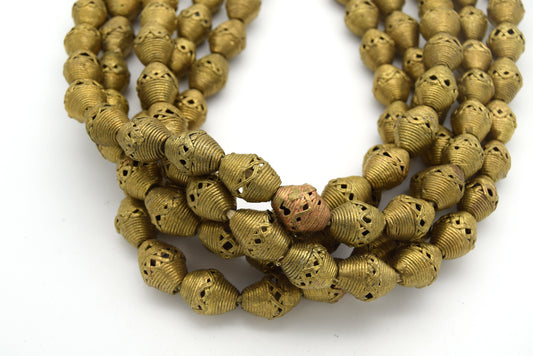 African Brass Beads | 15mm x 20mm Barrel Shaped Beads