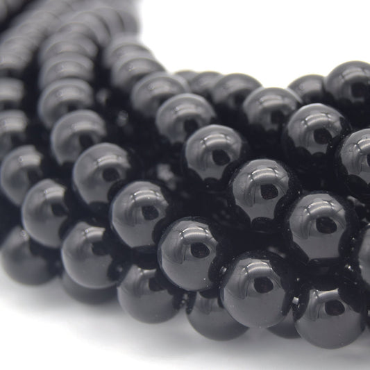 Black Agate Beads | Round Shaped Natural Gemstone Beads - 4mm 6mm 8mm 10mm 12mm Available
