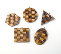 Bone Pendant | Brown Basket Weave Bone Pendants | 5 Shapes Available - Sold individually