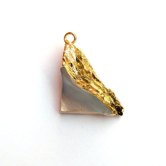 27mm x 32mm OOAK Gold Electroplated Mother of Pearl Freeform Shaped Focal Pendant