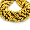 Hematite Beads | Faceted Metallic Gold Round Natural Gemstone Beads - 4mm 6mm 8mm 10mm Available