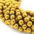 Hematite Beads | Metallic Gold Round Natural Gemstone Beads - 4mm 6mm 8mm 10mm Available