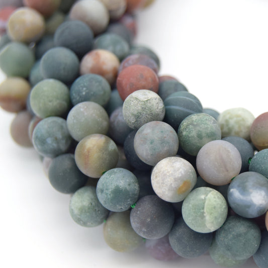 Indian Agate Beads | Natural Matte Round Gemstone Beads - 4mm 6mm 8mm 10mm 12mm Available