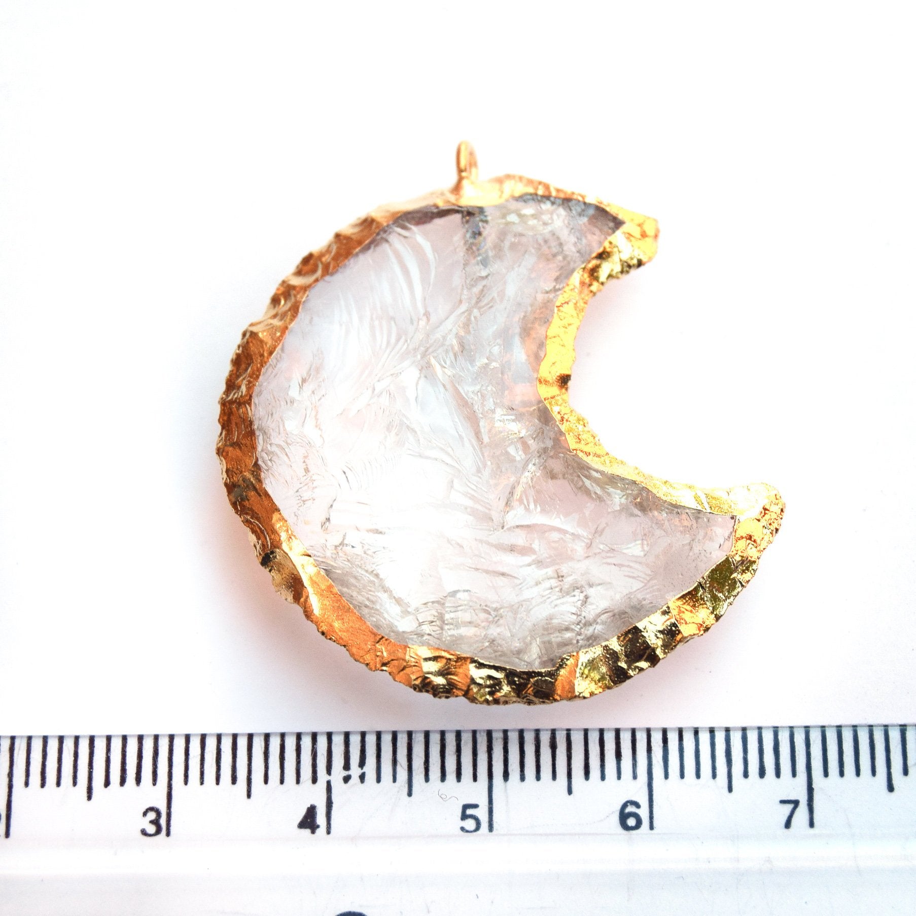 35mm x 40mm Electroplated Clear Quartz Crescent Moon Pendant