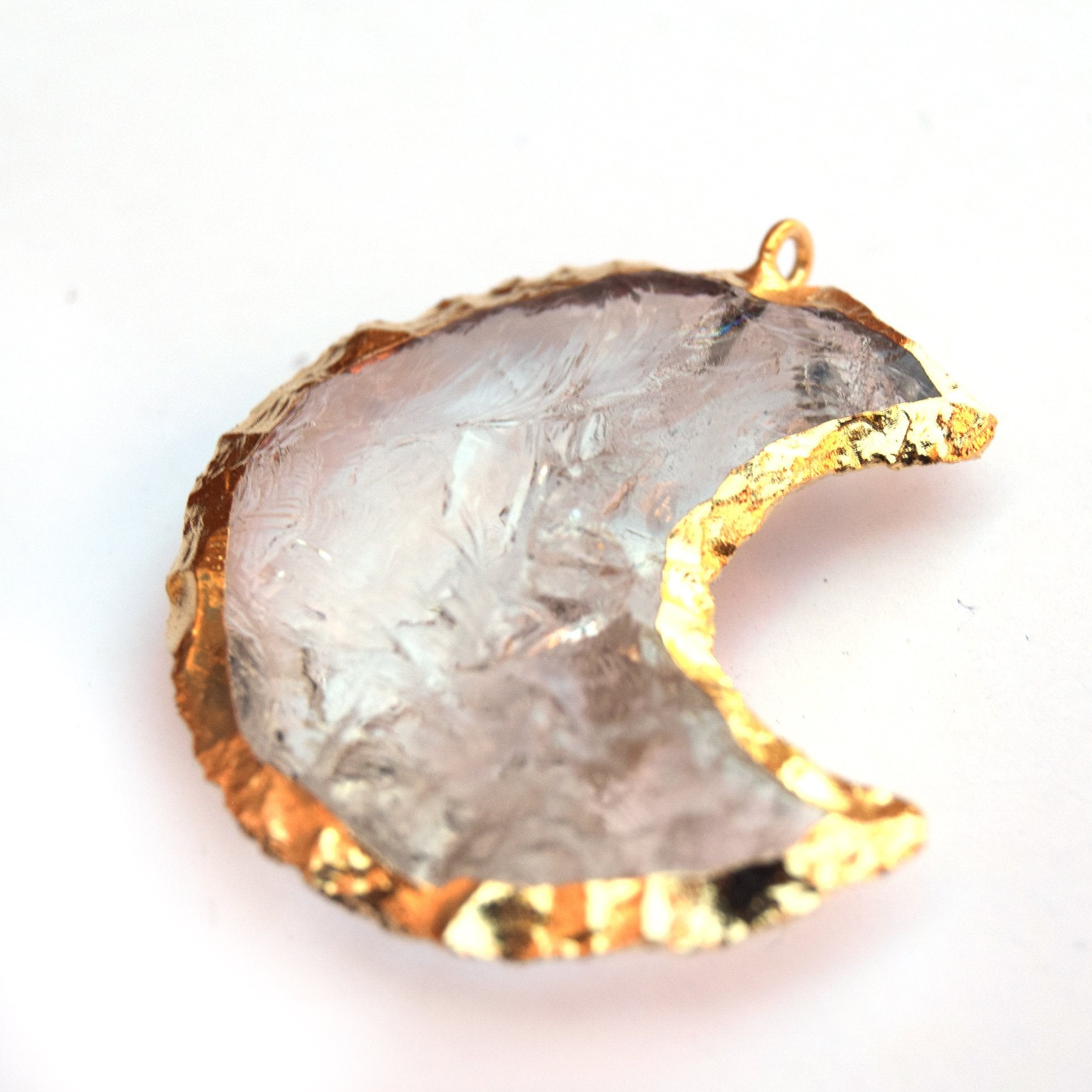 35mm x 40mm Electroplated Clear Quartz Crescent Moon Pendant