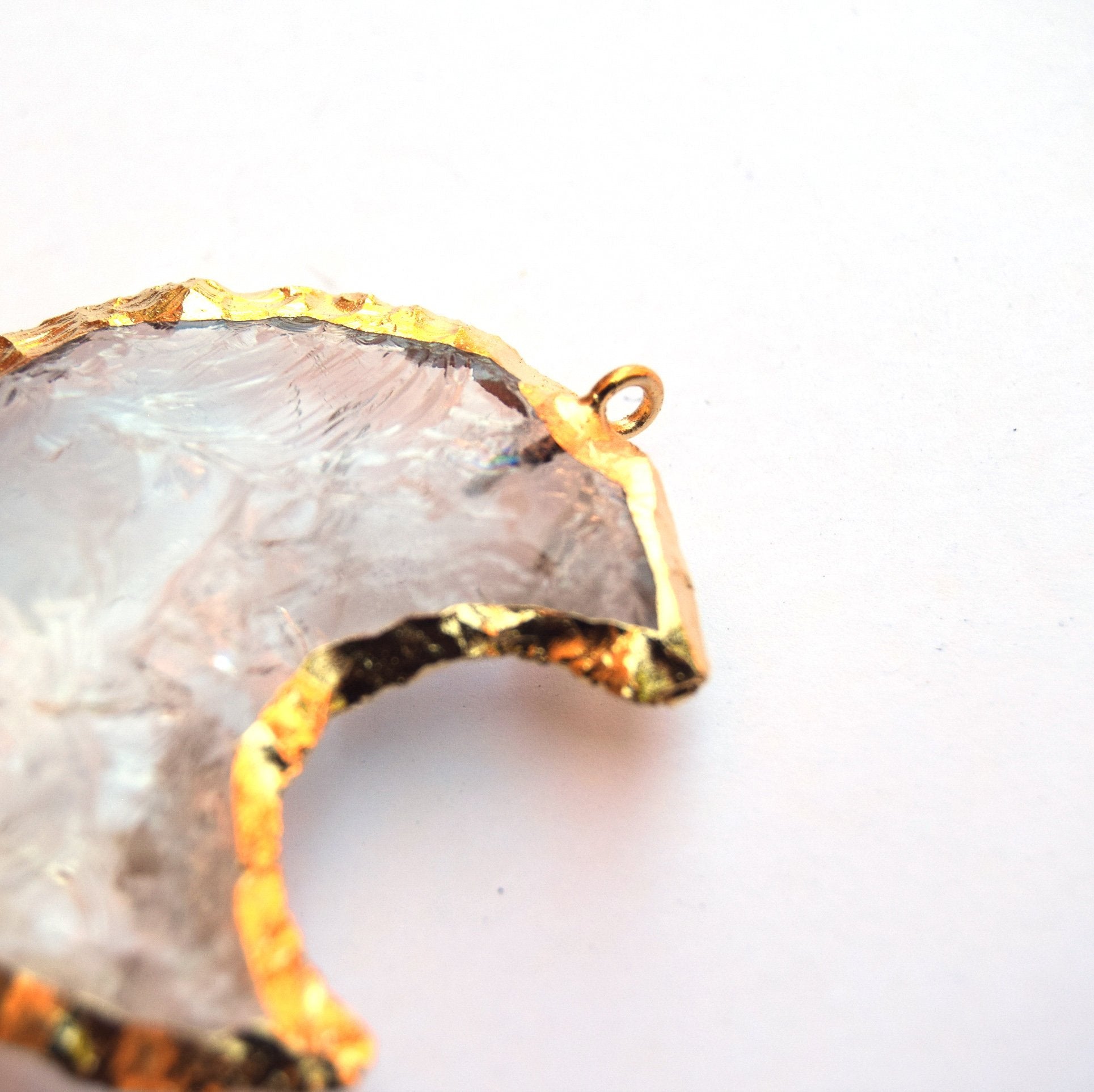 35mm x 40mm Electroplated Clear Quartz Crescent Moon Pendant