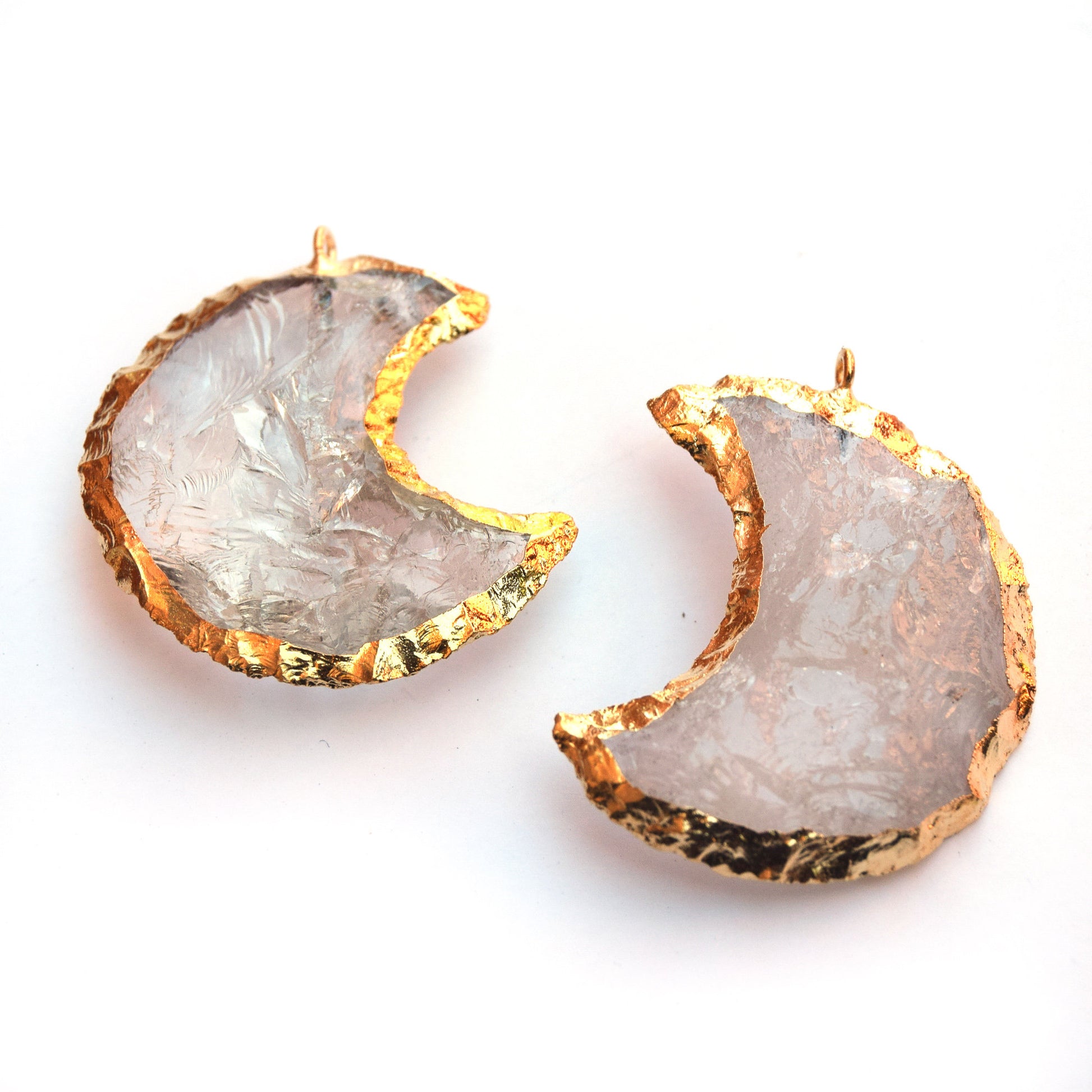 35mm x 40mm Electroplated Clear Quartz Crescent Moon Pendant