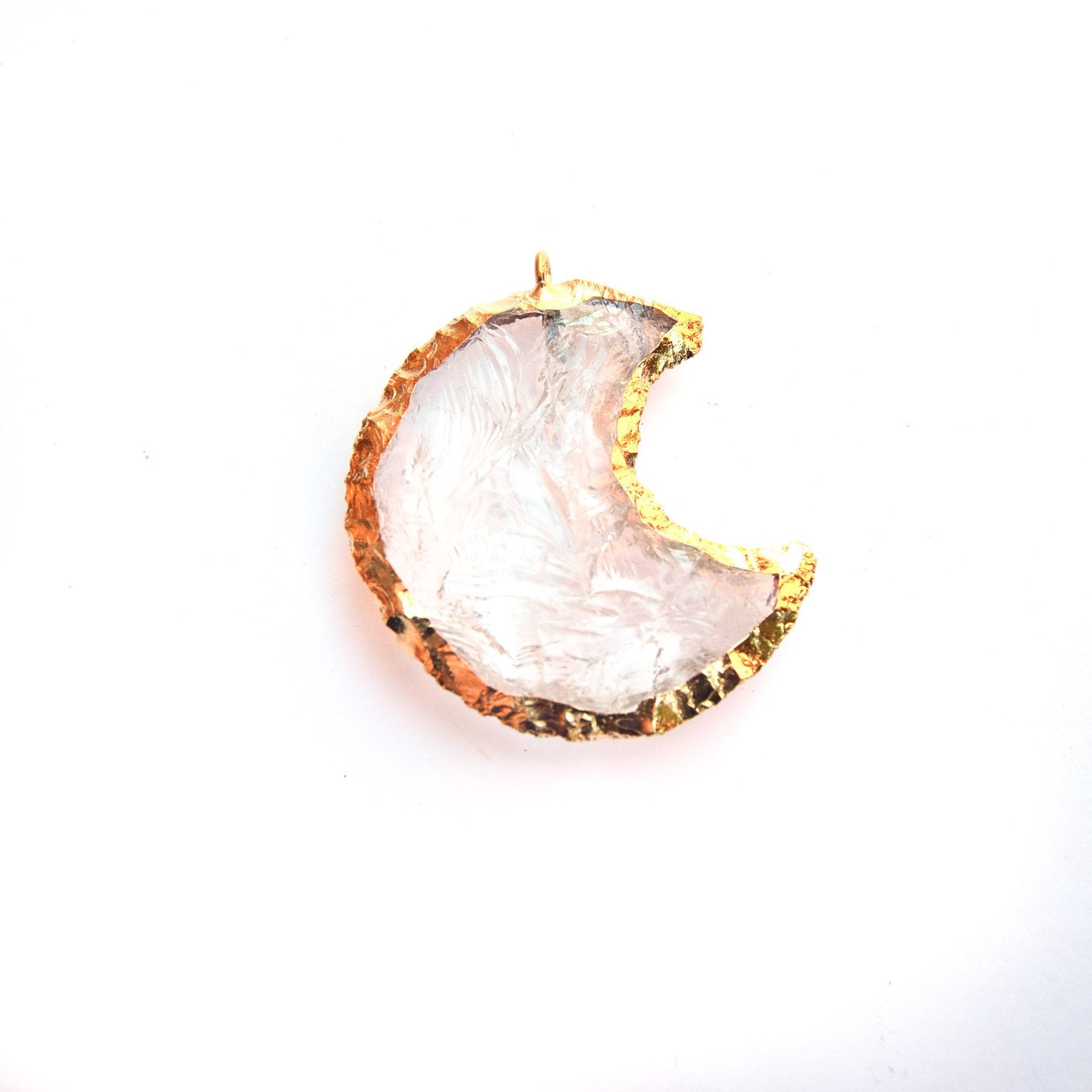 35mm x 40mm Electroplated Clear Quartz Crescent Moon Pendant