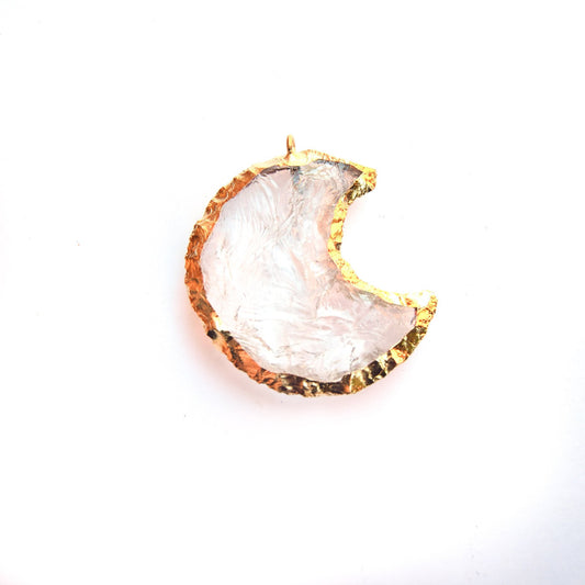 35mm x 40mm Electroplated Clear Quartz Crescent Moon Pendant