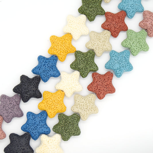 Star Lava Beads | Natural Multi-Color Lava Rock Beads | Diffuser Beads
