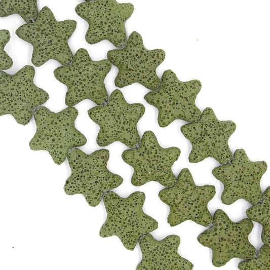 Star Lava Beads | Natural Olive Green Lava Rock Beads - 22mm 27mm 42mm Available