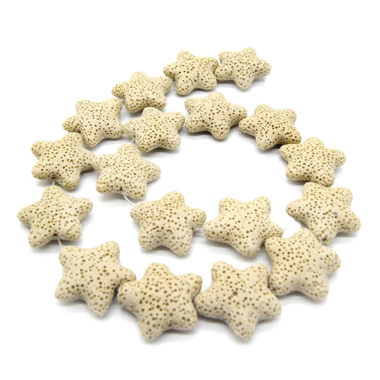 Star Lava Beads | Natural Tan Lava Rock Beads - 22mm 27mm 42mm Available