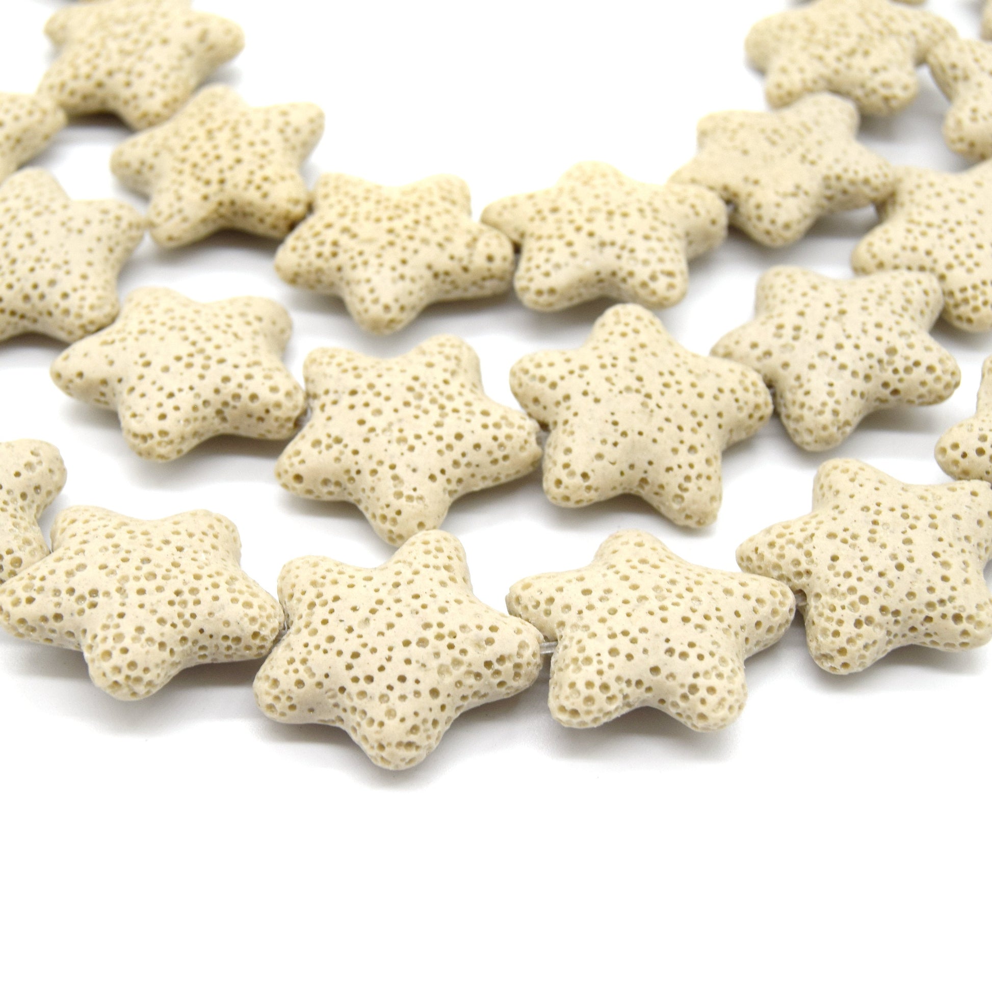 Star Lava Beads | Natural Tan Lava Rock Beads - 22mm 27mm 42mm Available