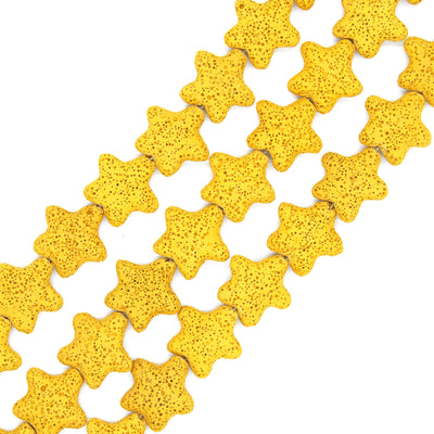 Star Lava Beads | Natural Yellow Lava Rock Beads - 22mm 27mm 42mm Available