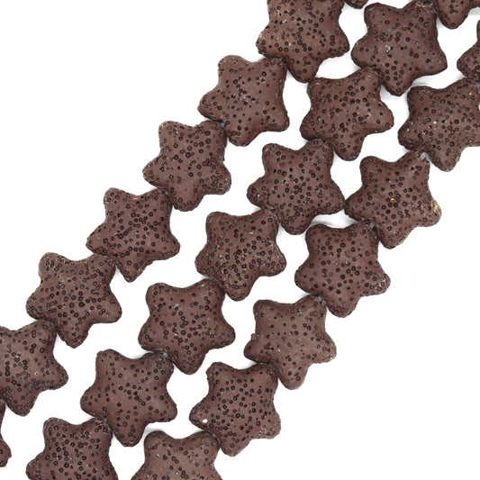 Star Lava Beads | Natural Brown Lava Rock Beads - 22mm 27mm 42mm Available