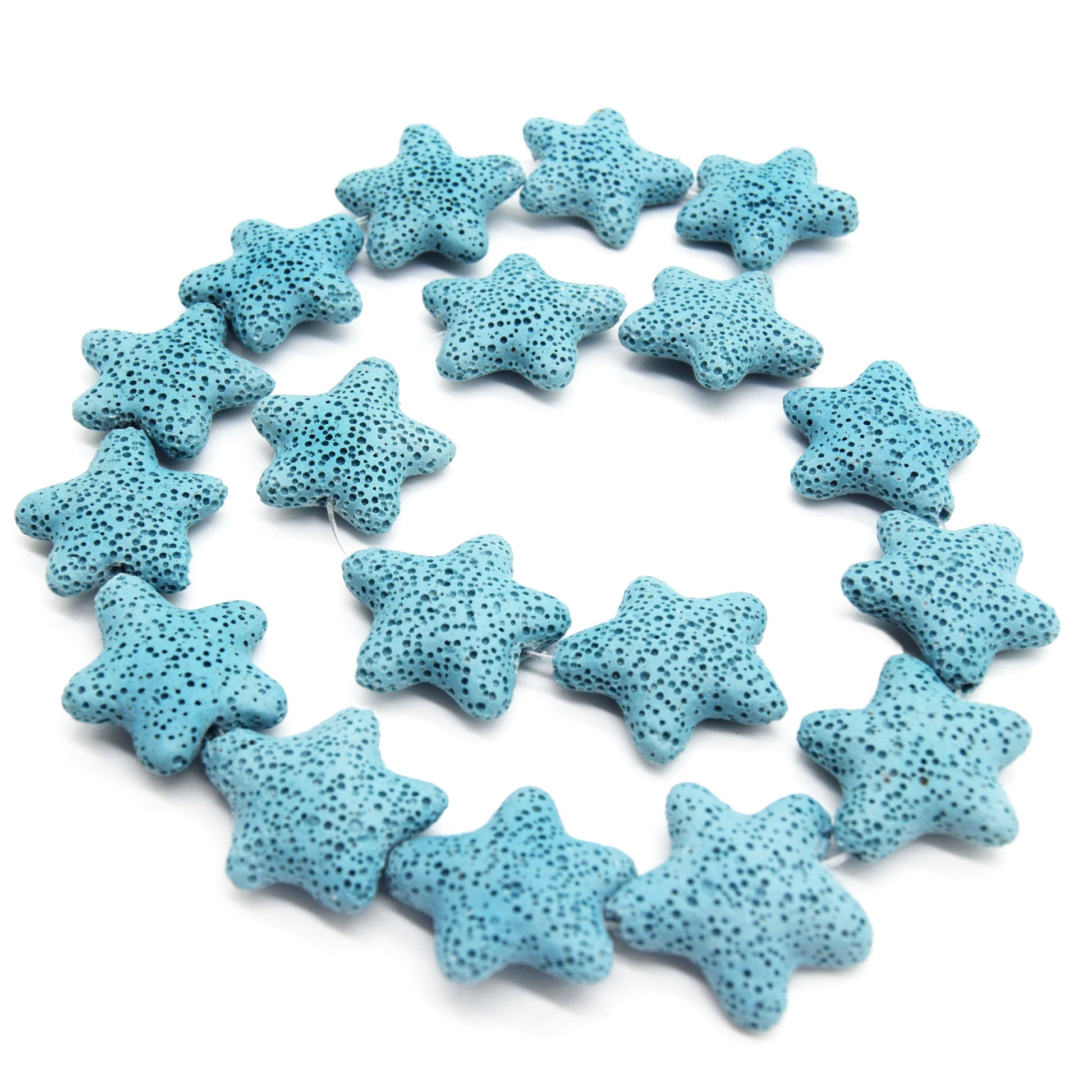 Star Lava Beads | Natural Light Blue Lava Rock Beads - 22mm 27mm 42mm Available