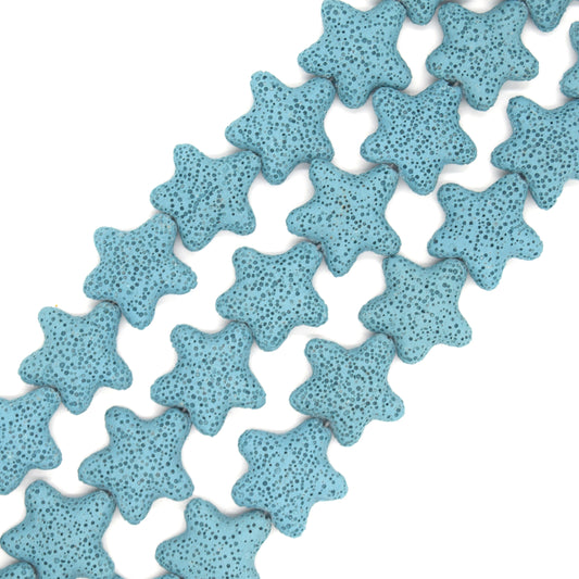 Star Lava Beads | Natural Light Blue Lava Rock Beads - 22mm 27mm 42mm Available