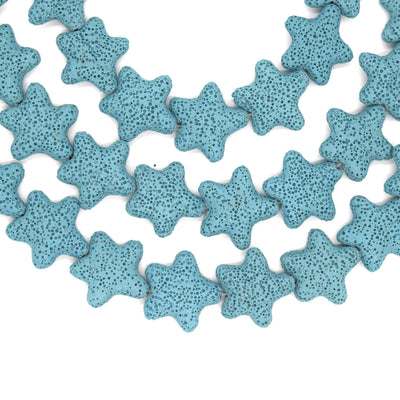 Star Lava Beads | Natural Light Blue Lava Rock Beads - 22mm 27mm 42mm Available