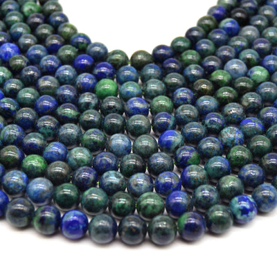 Azurite Malachite Beads | 4mm 6mm 8mm 10mm | Smooth Round Gemstone Beads
