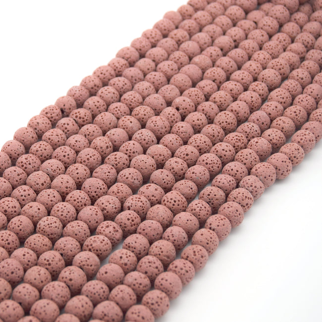 Lava Beads | Rose Pink Round Diffuser Beads - 6mm 8mm 10mm 12mm 14mm 16mm 18mm Available