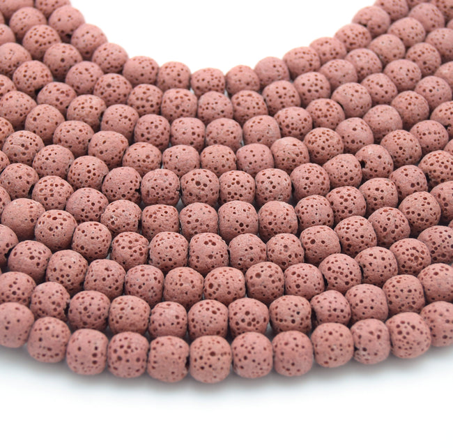Lava Beads | Rose Pink Round Diffuser Beads - 6mm 8mm 10mm 12mm 14mm 16mm 18mm Available