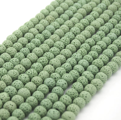 Lava Beads | Light Green Round Diffuser Beads - 6mm 8mm 10mm 12mm 14mm 16mm 18mm Available