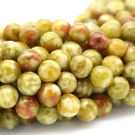 Smooth Green/Red Vessonite Garnet Round/Ball Shaped Beads - 15.5" Strands - Semi-Precious Gemstone - (4mm 6mm 8mm 10mm 12mm 14mm Available)