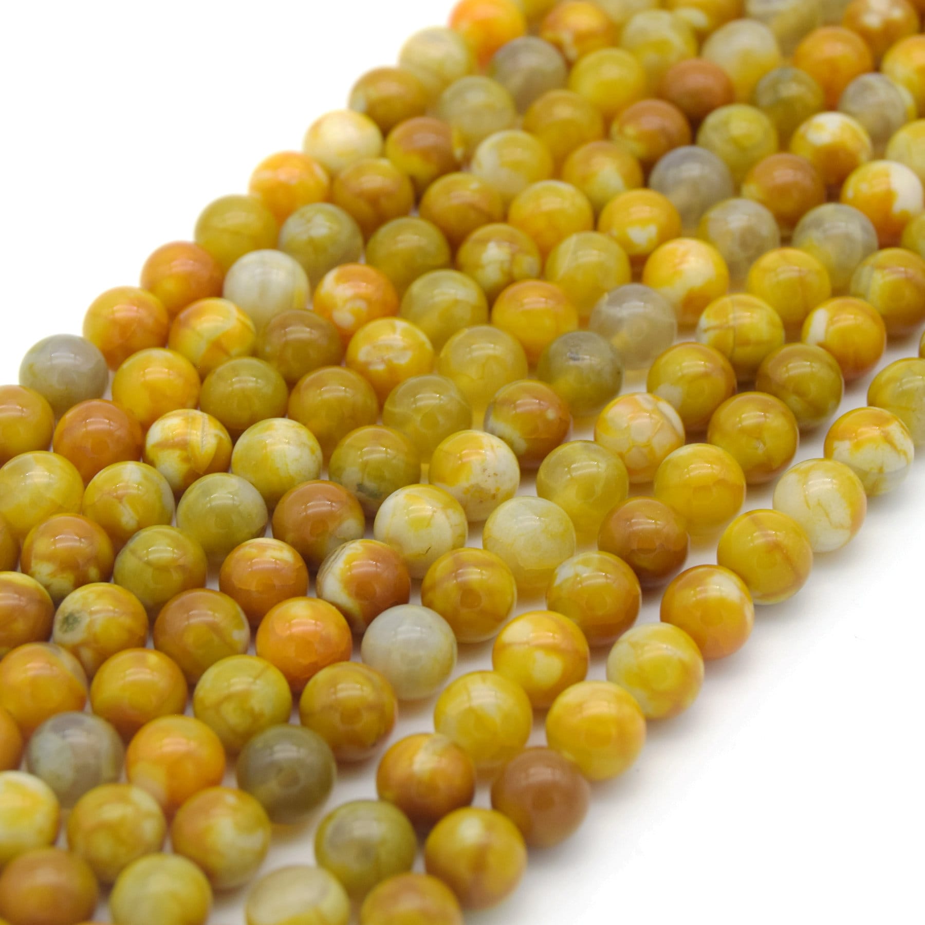 Yellow Mottled Agate Beads