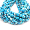 Dyed Mottled Jade Beads | Dyed Blue Gray and White Round Gemstone Beads - 6mm 8mm 10mm 12mm Available