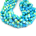 Dyed Mottled Jade Beads | Dyed Blue Yellow and White Round Gemstone Beads - 6mm 8mm 10mm 12mm Available