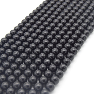 Black Agate Beads | Round Shaped Natural Gemstone Beads - 4mm 6mm 8mm 10mm 12mm Available