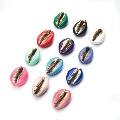 Cowrie Shell Beads | Electroplated and Enamel Coated Shell Beads - 12 Colors Available