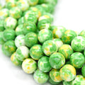 Dyed Mottled Jade Beads | Dyed Light Green Yellow and White Round Gemstone Beads - 6mm 8mm 10mm 12mm Available