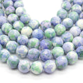 Dyed Mottled Jade Beads | Dyed Pale Blue Green and White Round Gemstone Beads - 8mm 10mm 12mm Available
