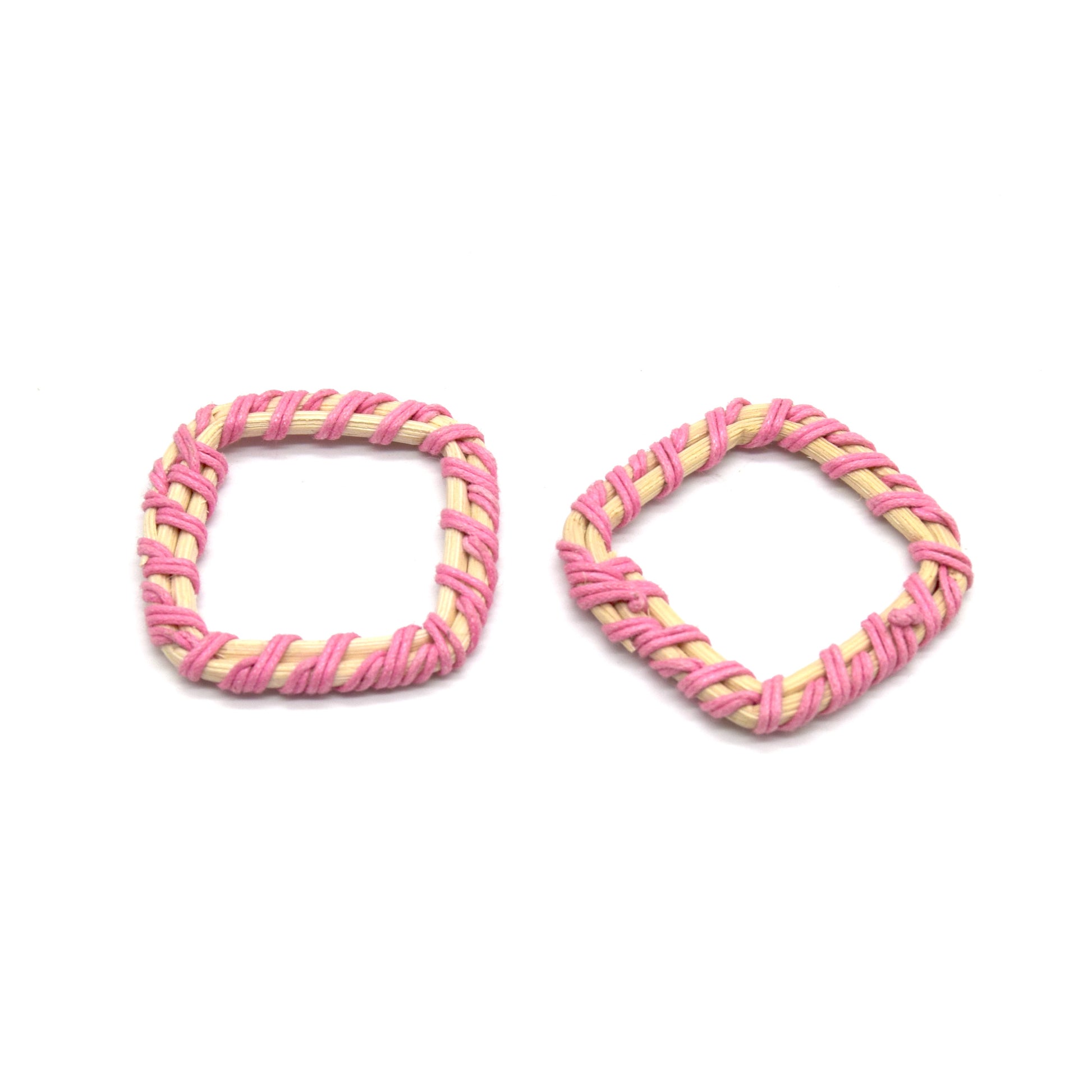 Rattan Wood Earring Finding | Handmade Natural Pink Interwoven Reed  Square Circle Triangle Oval Jewelry Component - Sold in Pairs