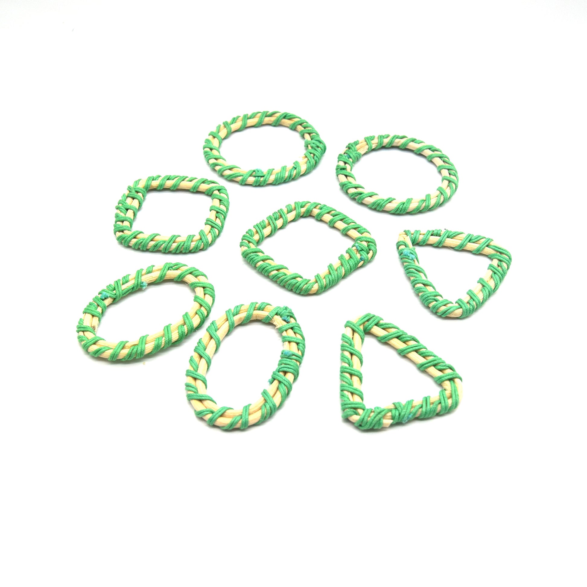 Rattan Wood Earring Finding | Handmade Natural Green Interwoven Reed  Square Circle Triangle Oval Jewelry Component - Sold in Pairs