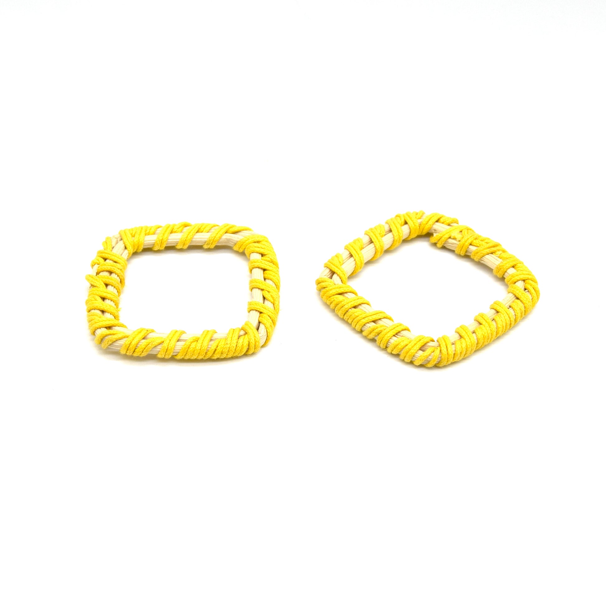 Rattan Wood Earring Finding | Handmade Natural Yellow Interwoven Reed  Square Circle Triangle Oval Jewelry Component - Sold in Pairs