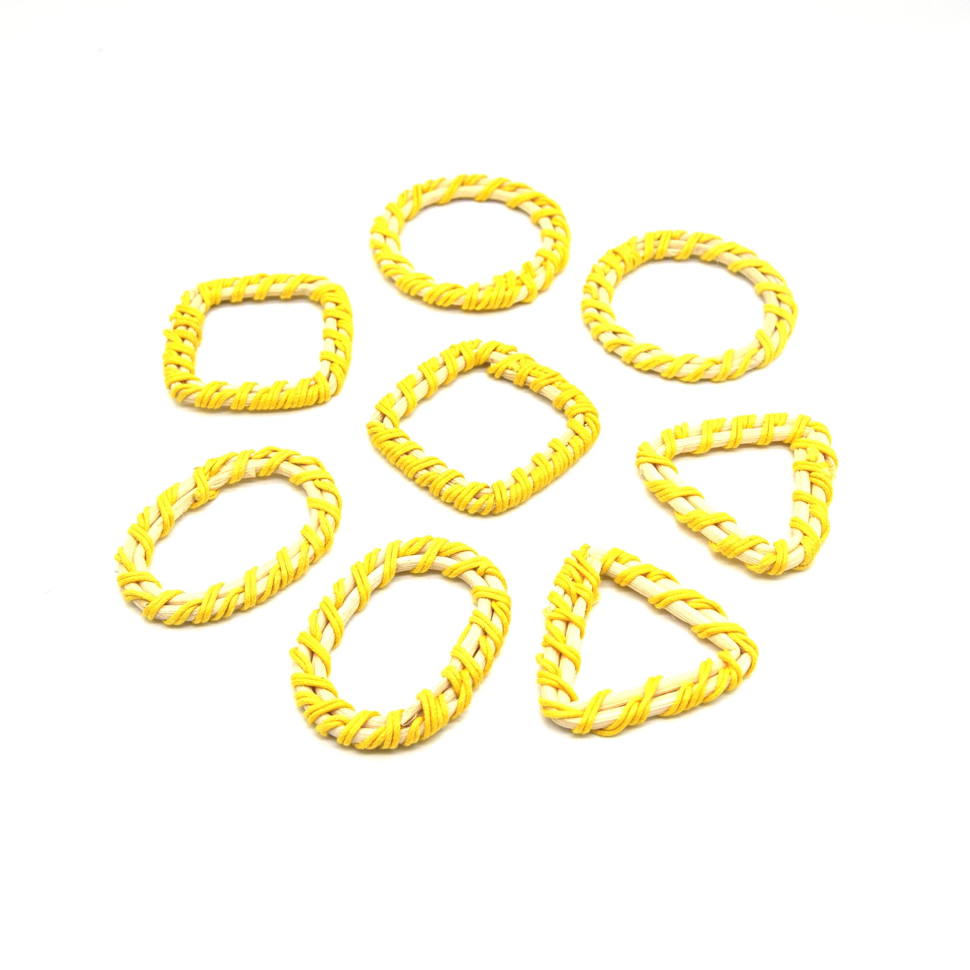Rattan Wood Earring Finding | Handmade Natural Yellow Interwoven Reed  Square Circle Triangle Oval Jewelry Component - Sold in Pairs